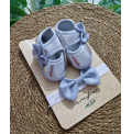0-3 ay defne gümüş temalı patik bandana set