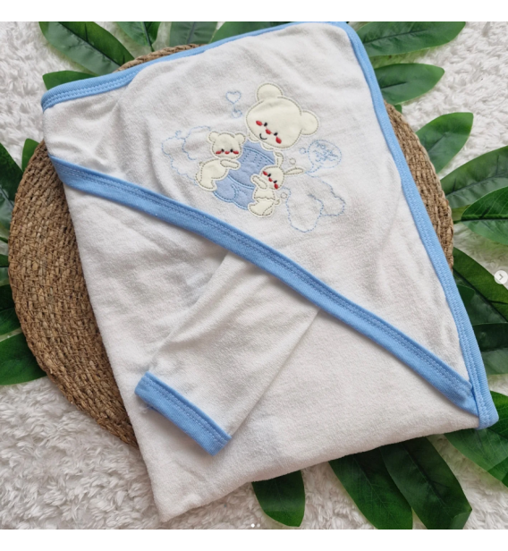 DUSYA Kampanyalı çift katlı keseli bebe banyo havlusu(70×90cm)/MAVİ