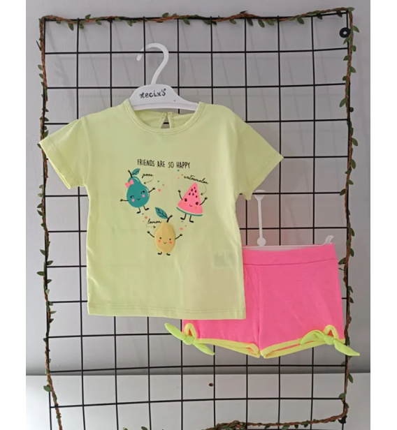 DİVONETTE FOSFORLU PENYE KUMAŞ MOBİL MEYVELER TAKIM -SARI PEMBE