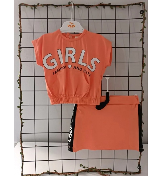 WOW GİRLS ETEKLİ ŞERİTLİ SPOR PENYE KIZ TAKIM / NARÇİÇEĞİ