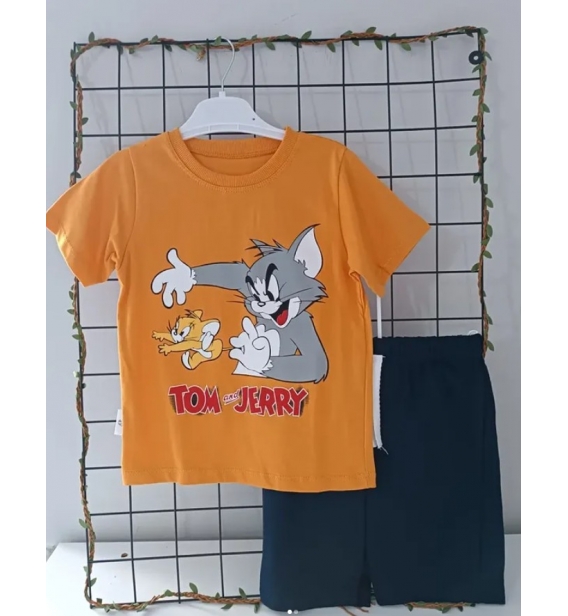 2/3/4/5 YAŞ BESBİSTO ŞORTLU TOM VE JERRY İ PENYE TAKIM / KAYISI SARISI