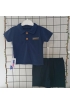 GÖKNES BEBE YAKA DÜĞMELİ ŞORTLU PENYE BEBE TAKIM/ LACİVERT