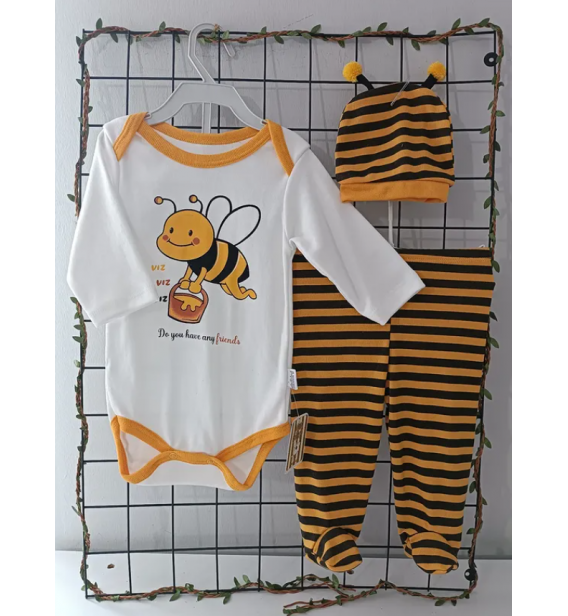 KAMPANYALI MİNİBİRD BADİLİ ŞAPKALI ÜÇLÜ PENYE TAKIM ÇEŞİTLERİ/ARI DESEN