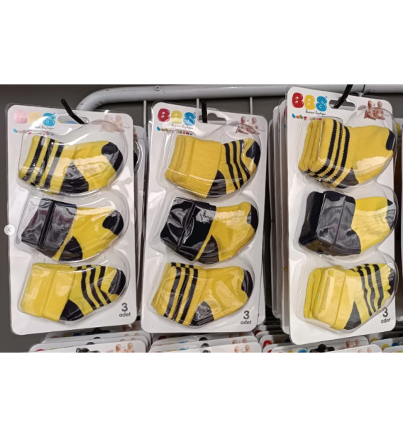 BBS 0-6 AY KAMPANYALI BEBE ÇORAP ÇEŞİTLERİ / TARAFTAR SARI LACİVERT