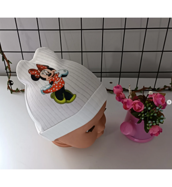 0-6 AY MİNNİE MOUSE FİTİLLİ PENYE ŞAPKA - BEYAZ