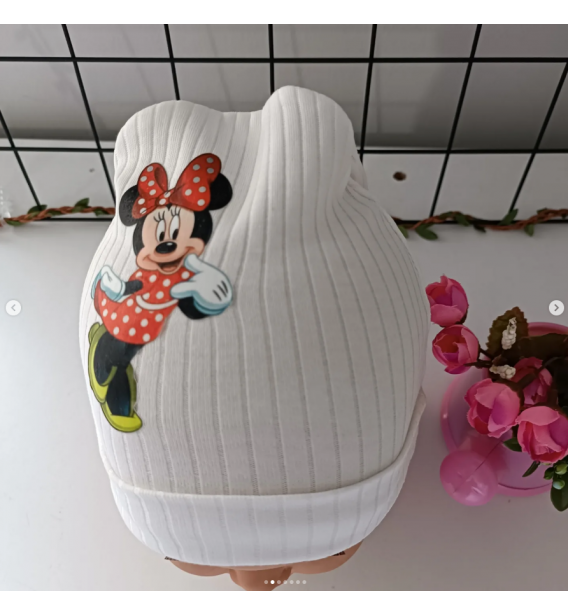 0-6 AY MİNNİE MOUSE FİTİLLİ PENYE ŞAPKA - BEYAZ