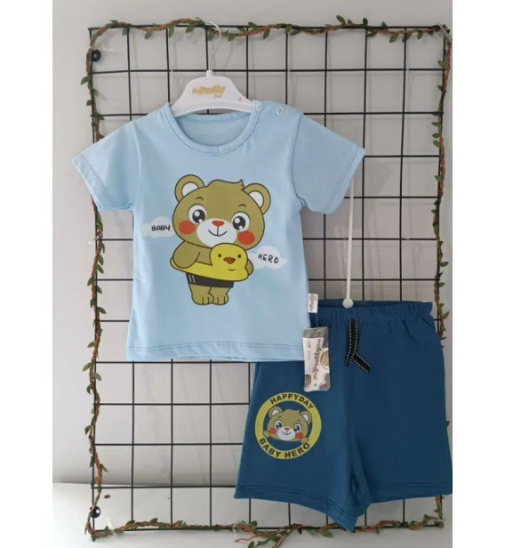PRETTY HERO TİRİL TİRİL YAZLIK PENYE ŞORTLU TAKIM/MAVİ