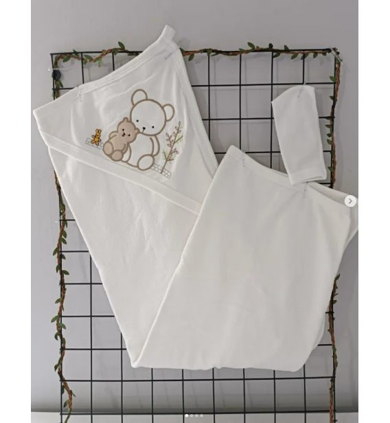 DUSYA Kampanyalı çift katlı keseli bebe banyo havlusu(70×90cm) / FULL KREM