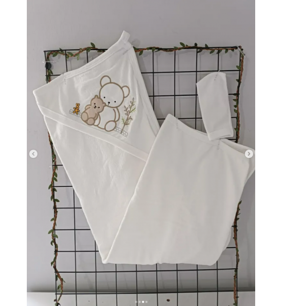 DUSYA Kampanyalı çift katlı keseli bebe banyo havlusu(70×90cm) / FULL KREM