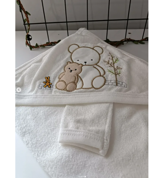 DUSYA Kampanyalı çift katlı keseli bebe banyo havlusu(70×90cm) / FULL KREM