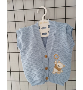 6-9 AY MODİFY DÜĞMELİ TRİKO BEBE YELEK / mavi