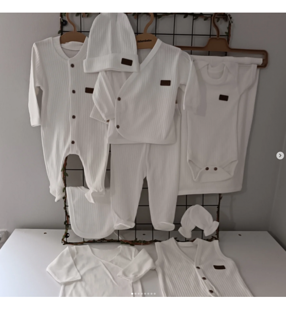 ASKIDA ORGANİK ONLU HASTANE ÇIKIŞ SETLERİ / BEYAZ