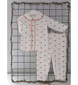 3-6 AY TAMAMEN PAMUKLU KUMAŞ ÖNDEN ÇITÇITLI PİJAMA TAKIMI ÇEŞİTLERİ / MİNİ KALP DESEN