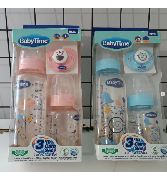 BABY TİME 3LÜ CAM BİBERON SET