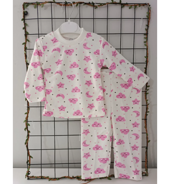 6/12/18 AY KAMPANYALI PAMUKLU KUMAŞ PİJAMA TAKIMI ÇEŞİTLERİ / AYYILDIZ DESEN PEMBE