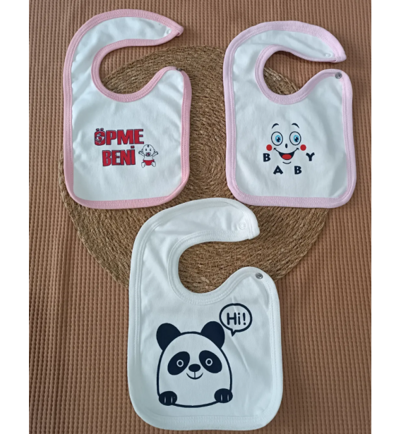 KAMPANYALI ÜÇLÜ KIZ ÇITÇITLI ÇİFT KATLI PENYE BEBE ÖNLÜK SET