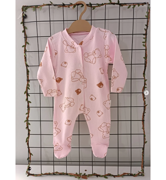 KAMPANYALI PENYE KUMAŞ YUMUŞACIK ÖNDEN ÇITÇITLI BEBE TULUM ÇEŞİTLERİ/ PEMBE OYUNCAK AYI DESEN