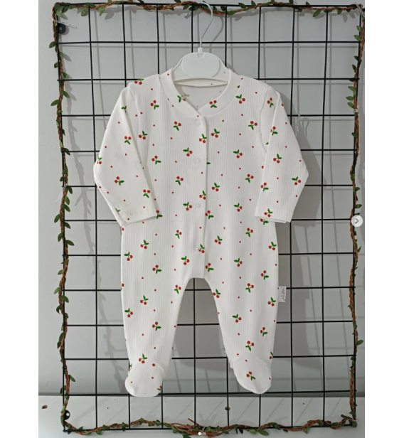 KAMPANYALI PENYE KUMAŞ YUMUŞACIK ÖNDEN ÇITÇITLI BEBE TULUM ÇEŞİTLERİ/ KİRAZ DESENLİ