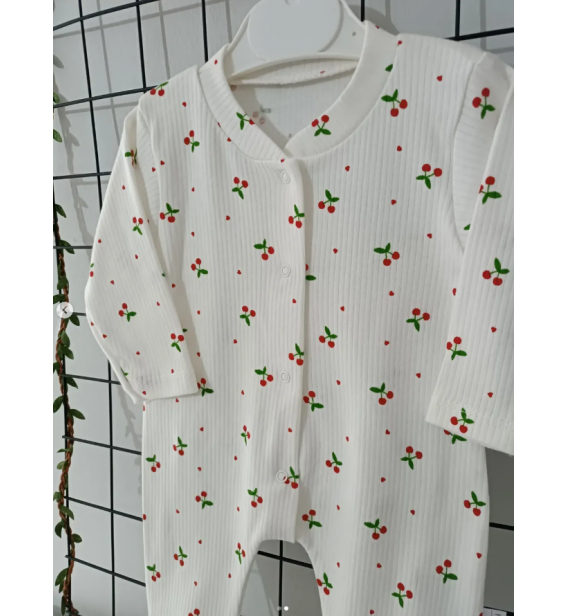 KAMPANYALI PENYE KUMAŞ YUMUŞACIK ÖNDEN ÇITÇITLI BEBE TULUM ÇEŞİTLERİ/ KİRAZ DESENLİ