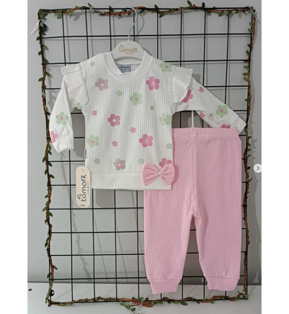 TOMOFİL ÜST KALİTE FİTİLLİ PENYE MEVSİMLİK BEBE TAKIM ÇEŞİTLERİ/FİYONKLU ÇİÇEKLİ