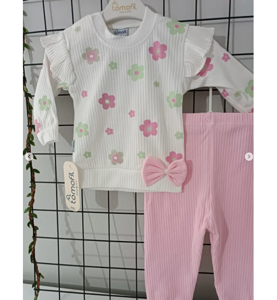 TOMOFİL ÜST KALİTE FİTİLLİ PENYE MEVSİMLİK BEBE TAKIM ÇEŞİTLERİ/FİYONKLU ÇİÇEKLİ