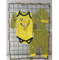 Taraftar badili şapkalı üçlü penye bebe takım çeşitleri/SARI LACİVERT
