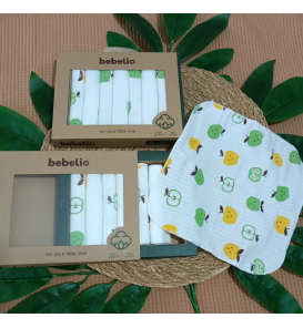 Bebelio 7li organik kutulu bebe ağız mendili çeşitleri / ELMA DESEN