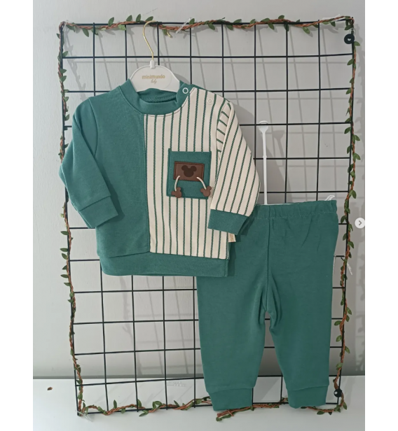 MİNİMUNDO ÜST KALİTE MEVSİMLİK PENYE BEBE EŞOFMAN TAKIMI ÇEŞİTLERİ/ YEŞİL MİCKEY ARMALI