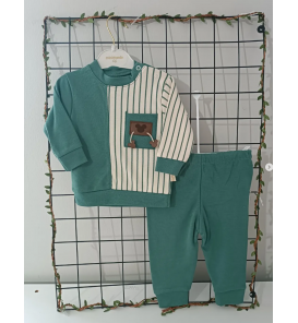 MİNİMUNDO ÜST KALİTE MEVSİMLİK PENYE BEBE EŞOFMAN TAKIMI ÇEŞİTLERİ/ YEŞİL MİCKEY ARMALI