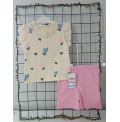 KARACON YAKASI DANTELLİ KALPLİ ŞORTLU PENYE BEBE TAKIM/ PEMBE