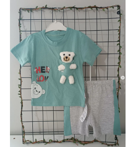 KARACON HELLO OYUNCAK AYILI ŞORTLU PENYE BEBE TAKIM / MİNT YEŞİLİ