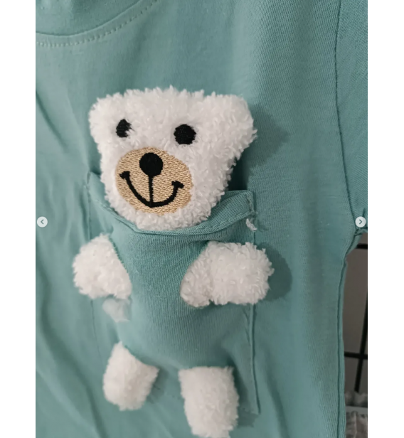 KARACON HELLO OYUNCAK AYILI ŞORTLU PENYE BEBE TAKIM / MİNT YEŞİLİ