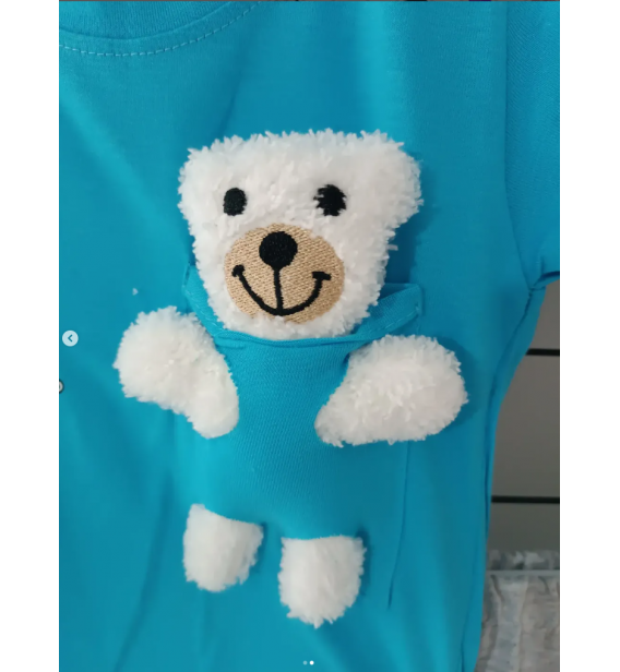 KARACON HELLO OYUNCAK AYILI ŞORTLU PENYE BEBE TAKIM / TURKUAZ MAVİSİ