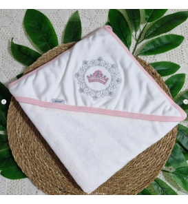 Zıpır çift katlı yumuşak bursa bebe havlusu çeşitleri/ PEMBE TAÇ DESEN