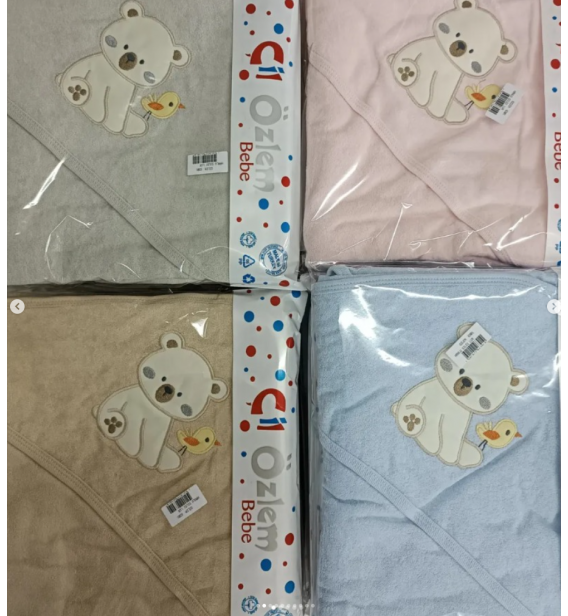 Özlem bebe çift katlı kapşonlu yumuşak bebe havlu çeşitleri/ KUŞLU AYI DESEN/ RENK SEÇİNİZ