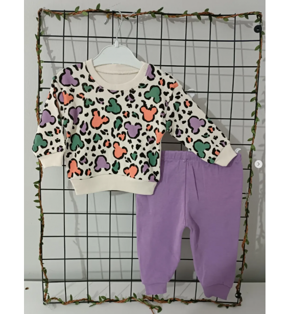 BEBECOCUKREYONU KAMPANYALI TAKIMLAR SERİSİ BEBE TAKIM / MOR LEOPAR DESEN