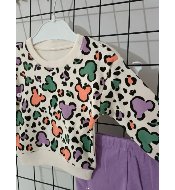 BEBECOCUKREYONU KAMPANYALI TAKIMLAR SERİSİ BEBE TAKIM / MOR LEOPAR DESEN