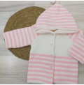 6-18 AY UYUMLU KAPŞONLU TRİKO BEBE CEKET ÇEŞİTLERİ / PEMBE ÇİZGİLİ