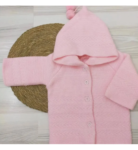 6-18 AY UYUMLU KAPŞONLU TRİKO BEBE CEKET ÇEŞİTLERİ / DÜZ PEMBE