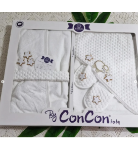 CONCON KUZULU BEBE BORNOZ TAKIMI / KAHVERENGİ