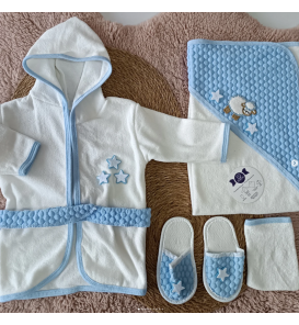 CONCON KUZULU BEBE BORNOZ TAKIMI / MAVİ