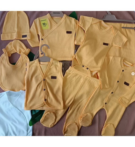 ASKIDA ORGANİK ONLU HASTANE ÇIKIŞ SETLERİ / SARI