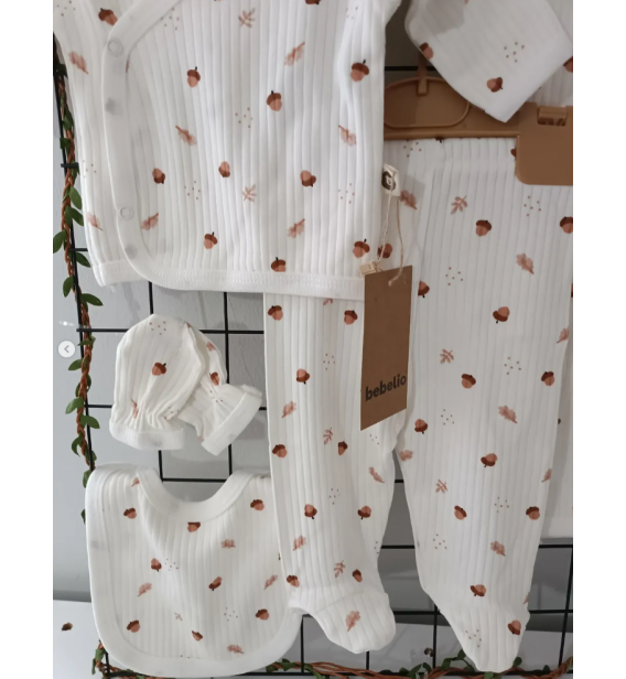 BEBELİO BATTANİYELİ 7Lİ ORGANİK FİTİLLİ PENYE KUMAŞ HASTANE ÇIKIŞI ÇEŞİTLERİ / FINDIK TEMALI