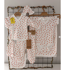 BEBELİO BATTANİYELİ 7Lİ ORGANİK FİTİLLİ PENYE KUMAŞ HASTANE ÇIKIŞI ÇEŞİTLERİ/ MİNİ KALP DESEN