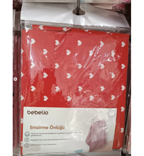 BEBELİO EMZİRME ÖNLÜĞÜ ÇEŞİTLERİ / KIRMIZI ZEMİN BEYAZ KALPLİ