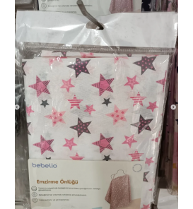 BEBELİO EMZİRME ÖNLÜĞÜ ÇEŞİTLERİ / BEYAZ ZEMİN PEMBE YILDIZLI