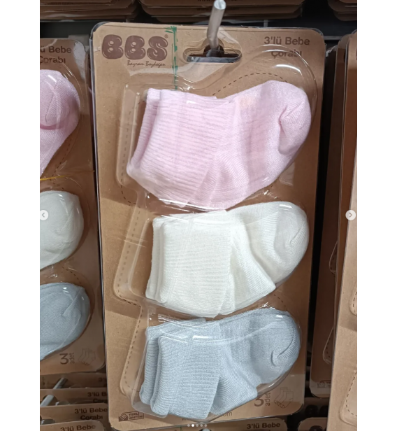 BBS ORGANİK BAMBU 3LÜ 0-6 AY BEBE ÇORAP SET ÇEŞİTLERİ / RENK SEÇİNİZ