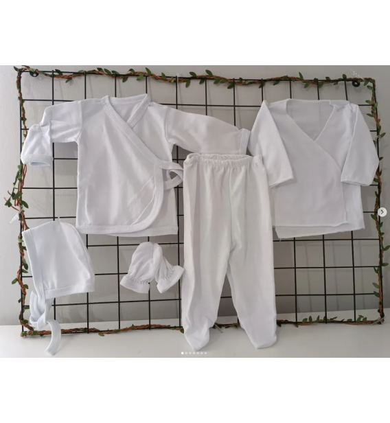 YENİDOĞAN ORGANİK %100 PAMUK 5Lİ İÇ DIŞ ZIBIN SET - HASTANE İÇİN