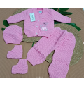 6 AY UYUMLU DÖRT PARÇALI BEBE TRİKO TAKIM SETLER / PEMBE ZEMİN