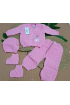 6 AY UYUMLU DÖRT PARÇALI BEBE TRİKO TAKIM SETLER / PEMBE ZEMİN